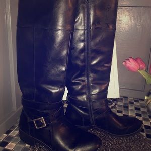 Black wide calf riding boots